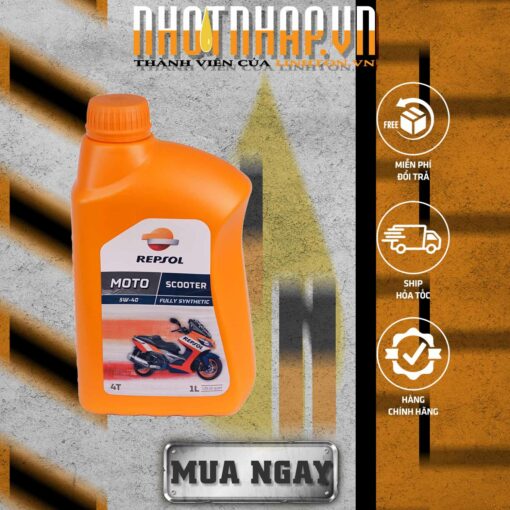 Mua ngay Nhớt tay ga Repsol Scooter 5w40 1L tổng hợp hoàn toàn tại NHOTNHAP.VN - Thành viên của Linh Ton Store - 350a Trịnh Đình Trọng, Hoà Thạnh, Tân Phú