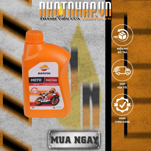 MUA NGAY Nhớt tổng hợp REPSOL RACING KHÔNG VÒI 10W40 1L dành cho xe số và côn tay nhập khẩu tại NHOTNHAP.VN - THÀNH VIÊN CỦA LINH TON STORE